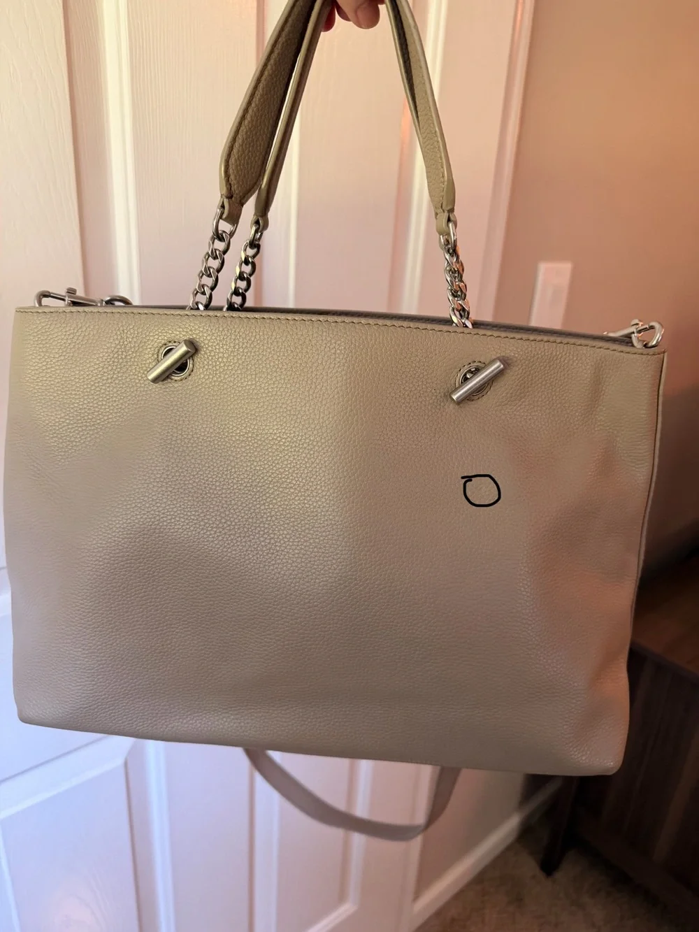 Tory Burch Pebbled Leather Tote in Light Gray